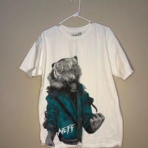 Neff White T-Shirt with Tiger Graphic